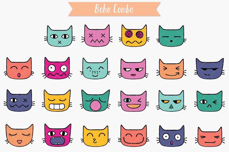 cat-faces-kawaii-colored-hand-drawn-kittens-emoji-feline-emotions