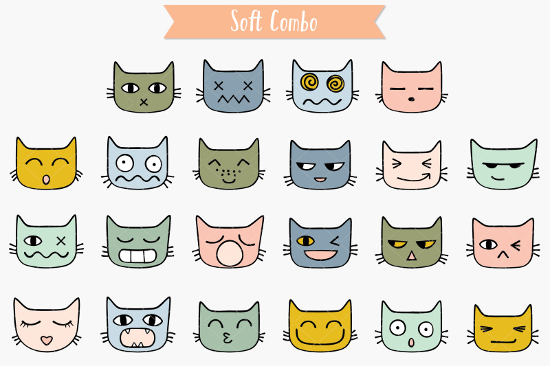 cat-faces-kawaii-colored-hand-drawn-kittens-emoji-feline-emotions