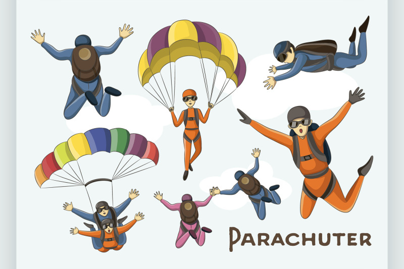 vector-set-of-parachuter