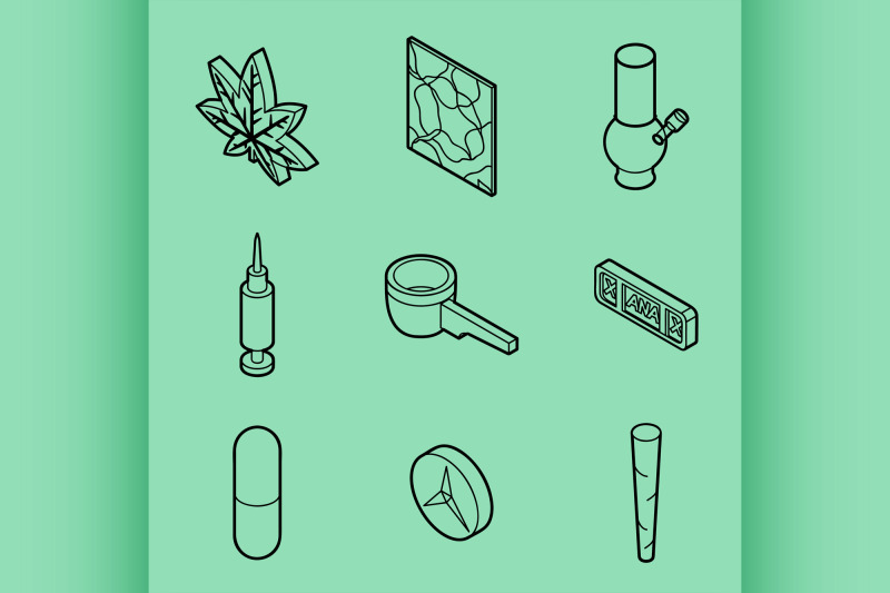 drugs-flat-outline-isometric-icons