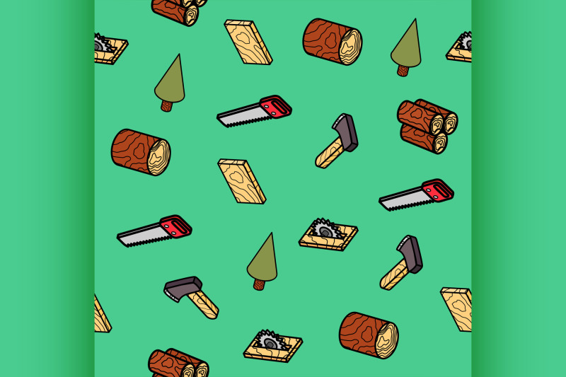 lumberjack-flat-outline-isometric-pattern