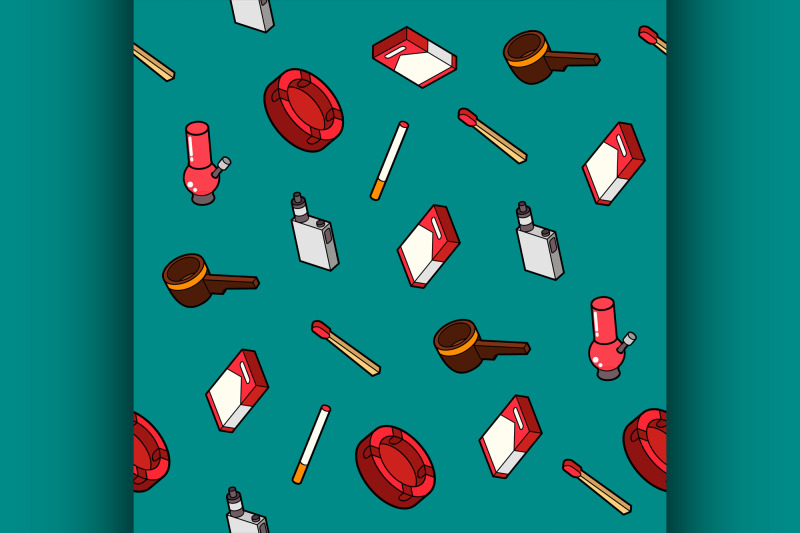 smoking-flat-outline-isometric-pattern