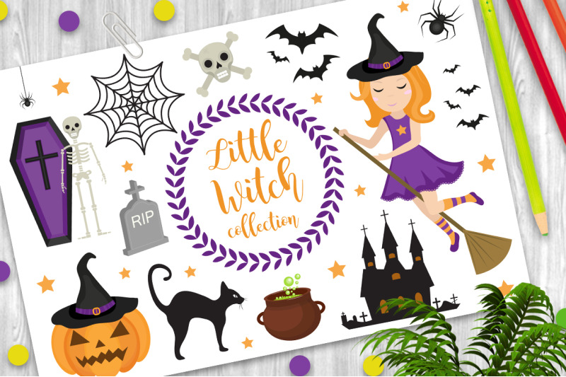 cute-little-witch-halloween-set-objects