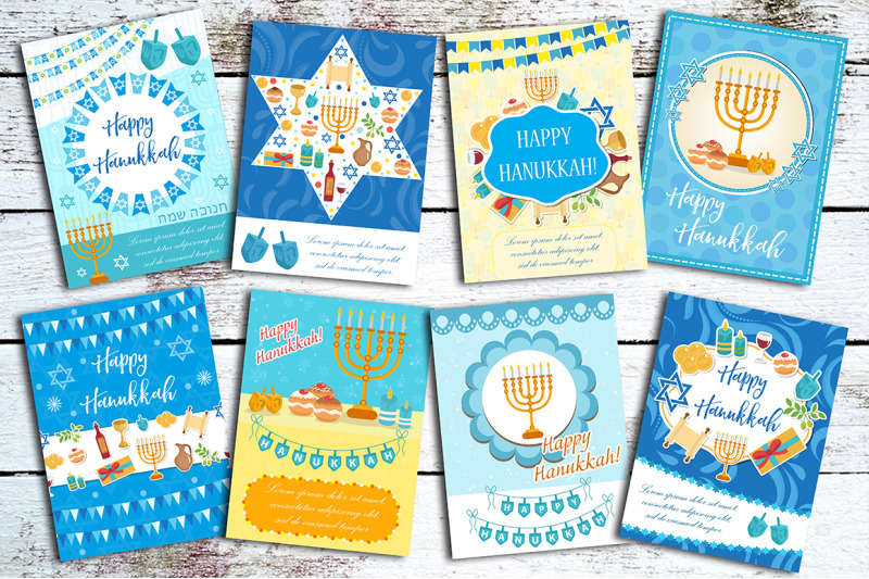 happy-hanukkah-set-of-greeting-cards-flyer-poster