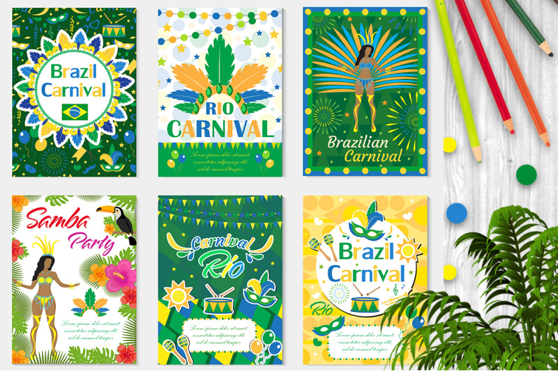welcome-brazil-carnival-set-poster-invitation