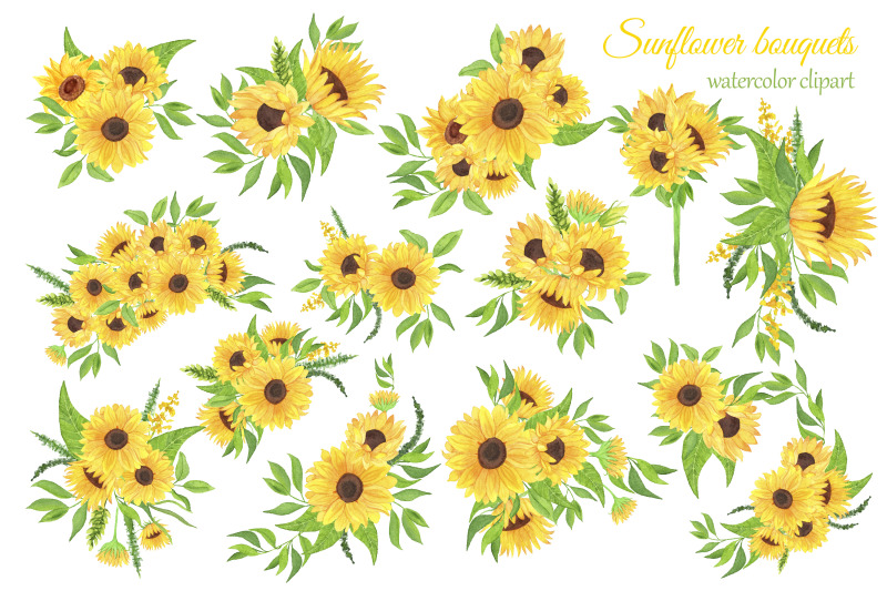 Download Sunflowers Watercolor Clipart By Svitlana Yanyeva ...