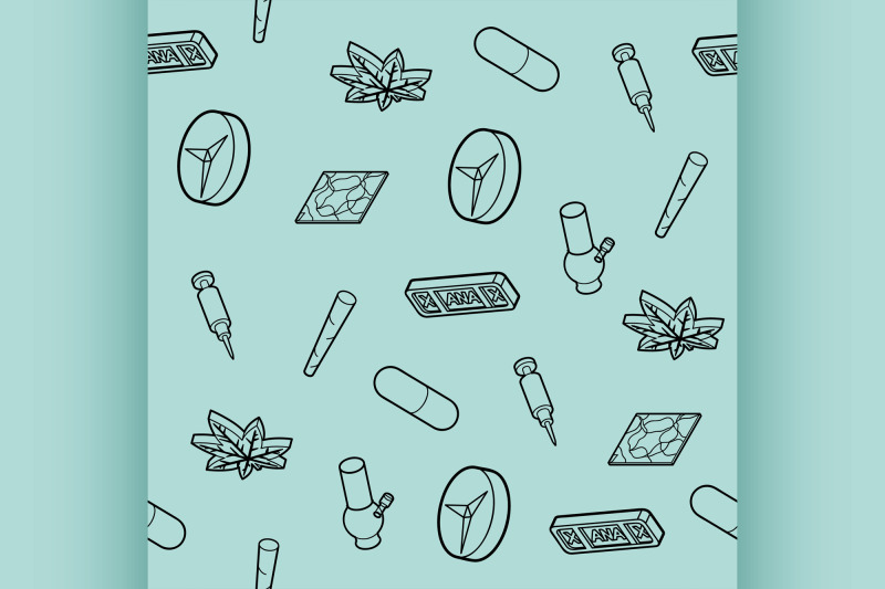 drugs-outline-isometric-icons-pattern