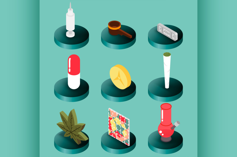 drugs-flat-isometric-icons