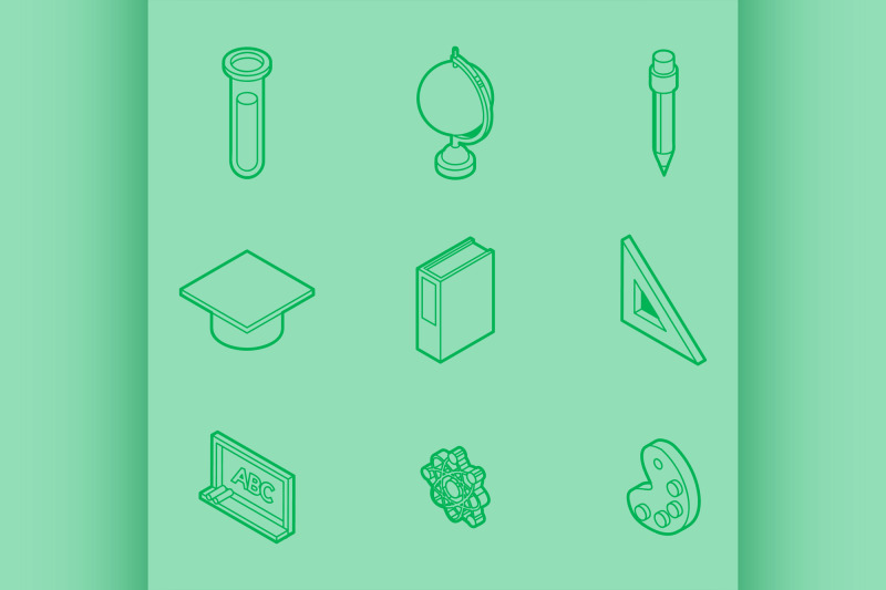 education-outline-isometric-set