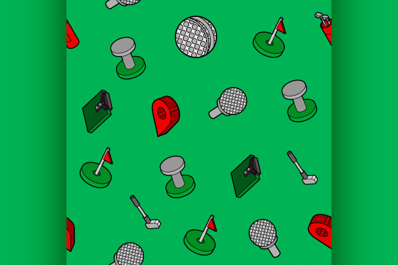 golf-flat-outline-isometric-pattern