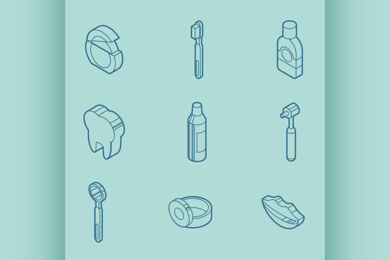 stomatology-outline-isometric-set