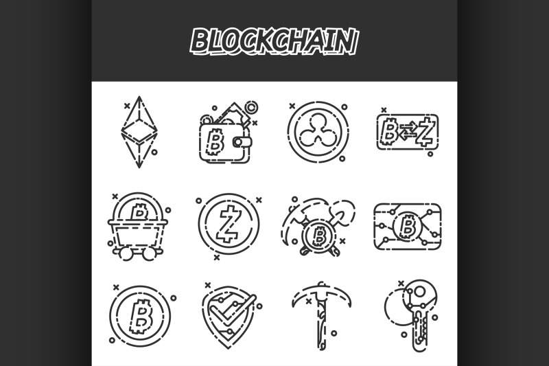 blockchain-flat-icons-set