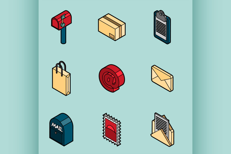 delivery-flat-outline-isometric-set