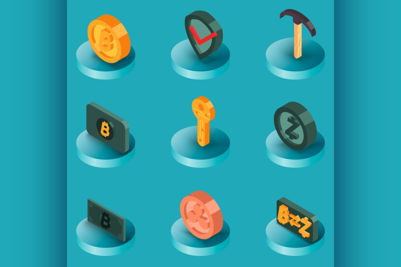 blockchain-flat-isometric-icons