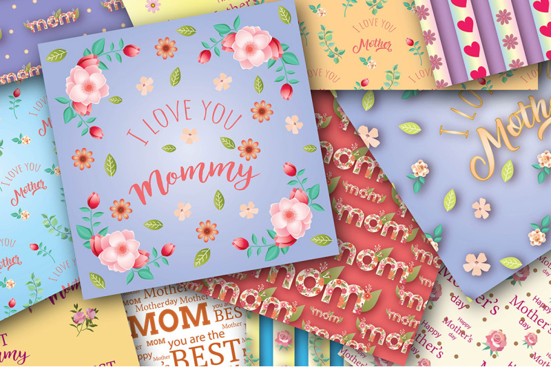 happy-mothers-day-digital-papers-mothers-day-scrapbook-papers-floral