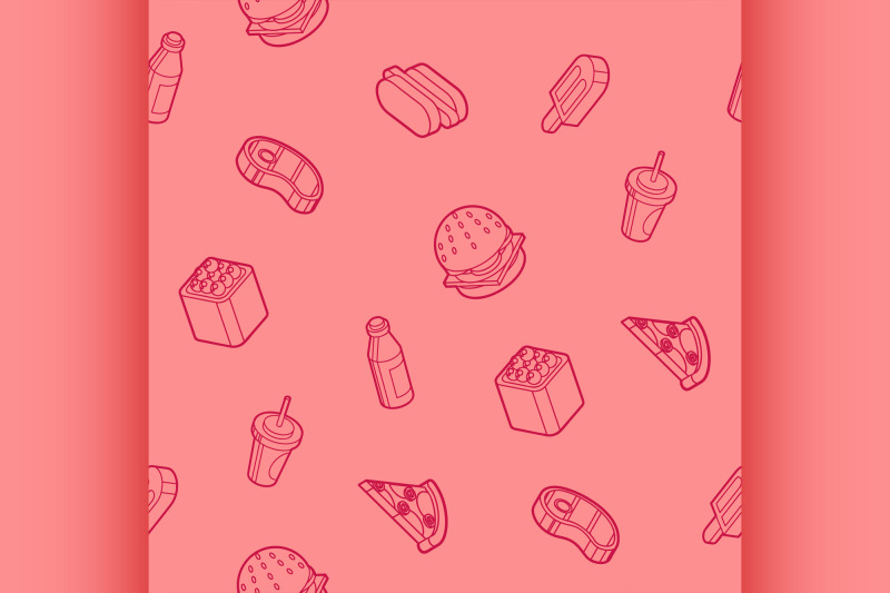 fast-food-outline-isometric-pattern