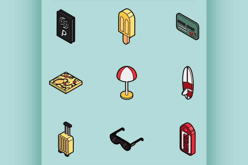 tourism-color-outline-isometric-icons