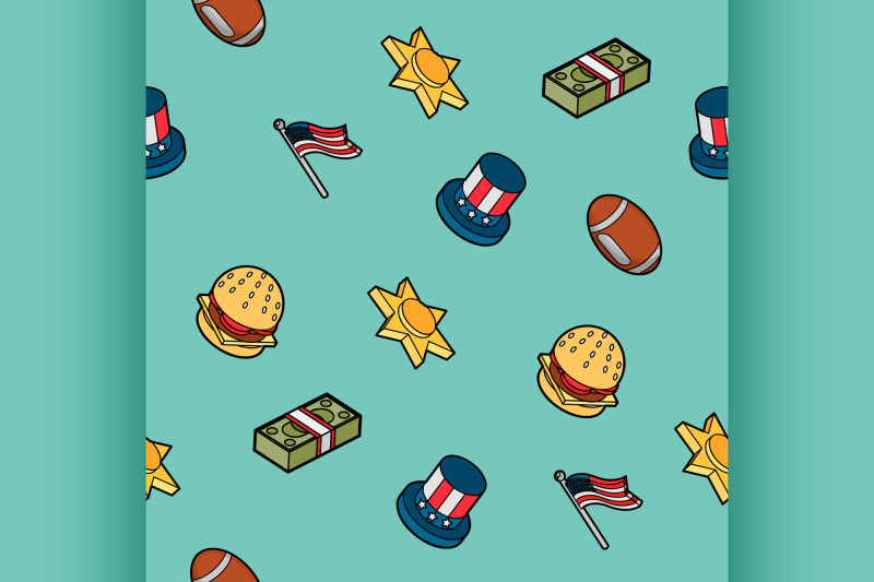 america-color-outline-isometric-pattern