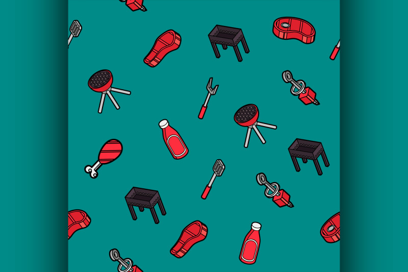 bbq-color-outline-isometric-pattern