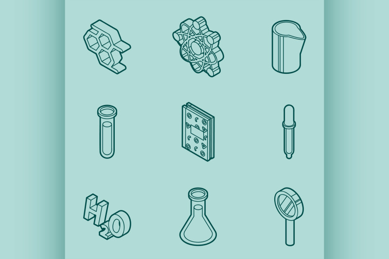 chemical-color-outline-isometric-icons