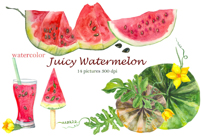 watercolor-pink-watermelon-slice-clipart