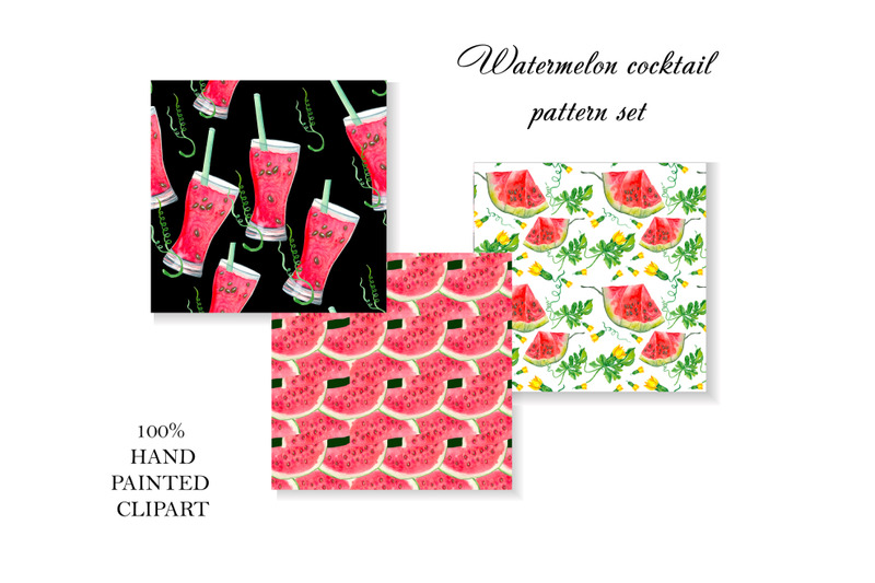 watermelon-digital-printing-paper-pink-green-tropical-clipart
