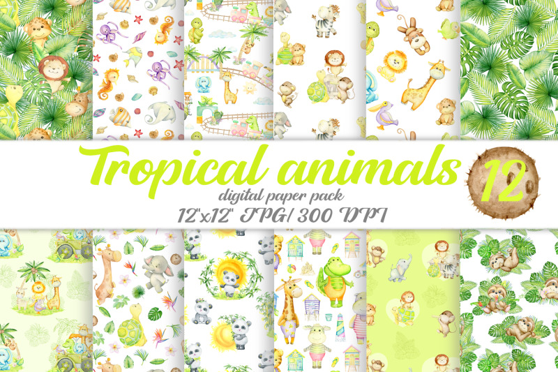 tropical-animal-digital-paper-giraffe-sloth-leopard-tiger-panda-b