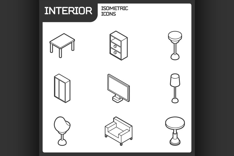 interior-outline-isometric-icons