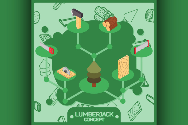 lumberjack-color-isometric-concept-icons