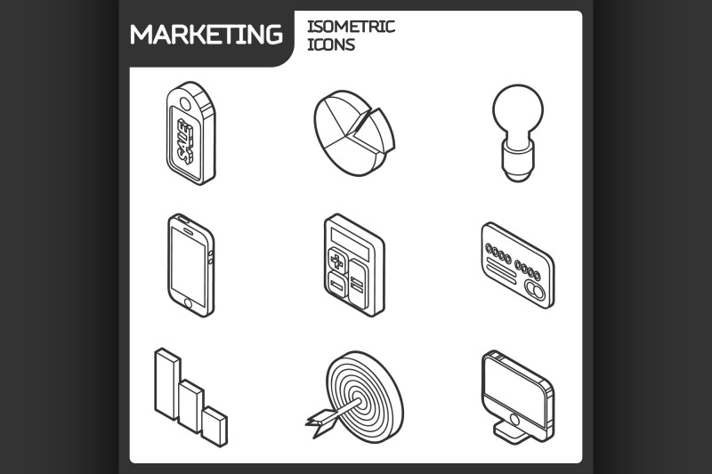 marketing-outline-isometric-icons