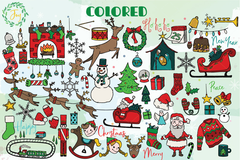 hand-drawn-christmas-doodles-new-year-holiday-colored