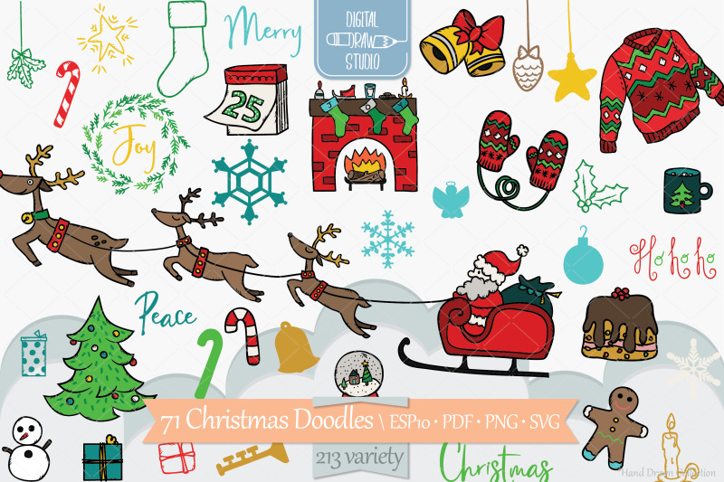 hand-drawn-christmas-doodles-new-year-holiday-colored