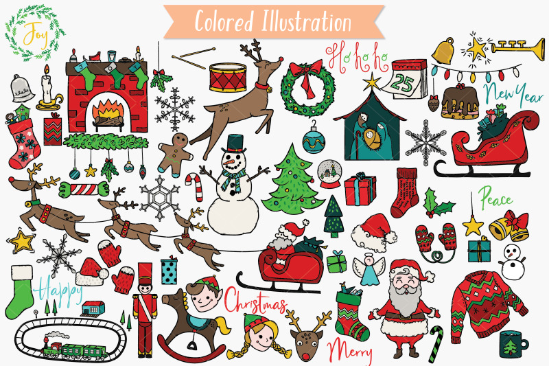 hand-drawn-christmas-doodles-new-year-holiday-colored