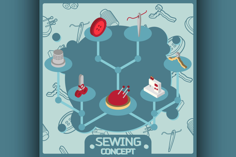 sewing-color-isometric-concept-icons