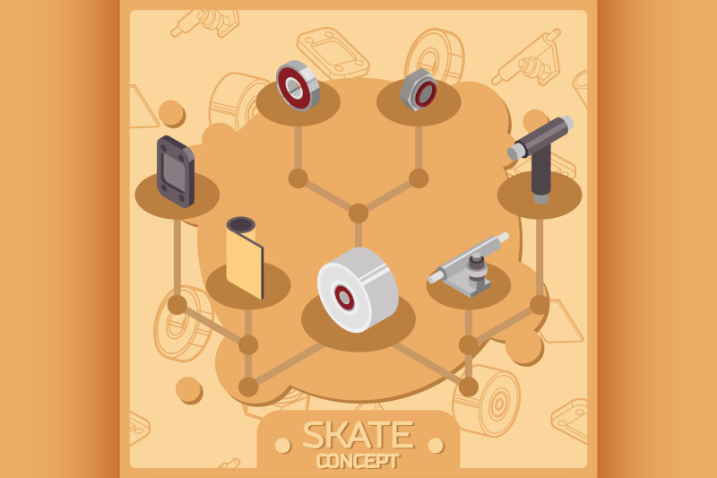 skate-color-isometric-concept-icons