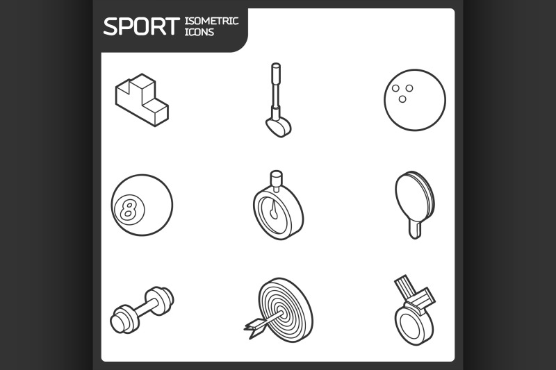 sport-outline-isometric-icons