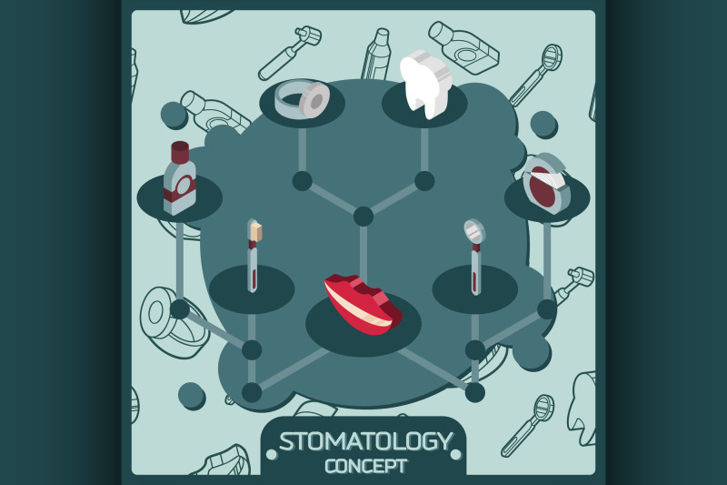 stomatology-color-isometric-concept-icons