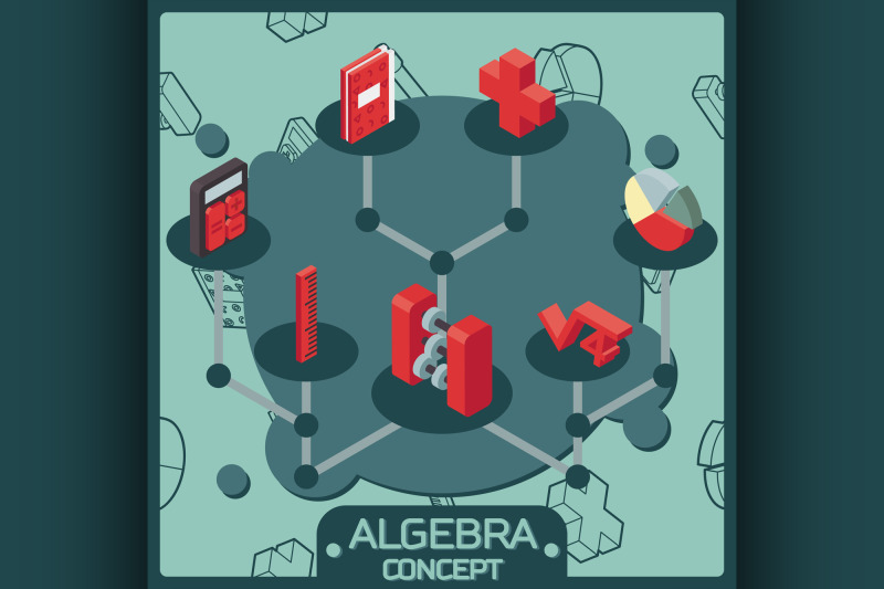 algebra-color-isometric-concept-icons