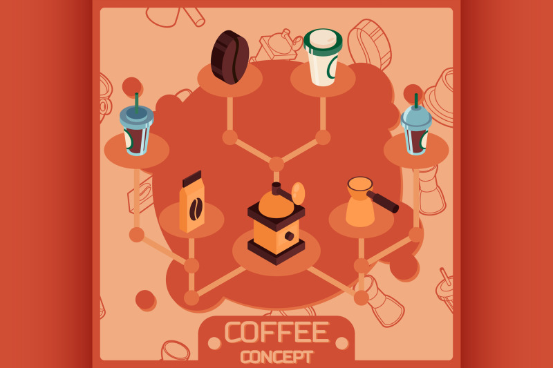 coffee-color-isometric-concept-icons