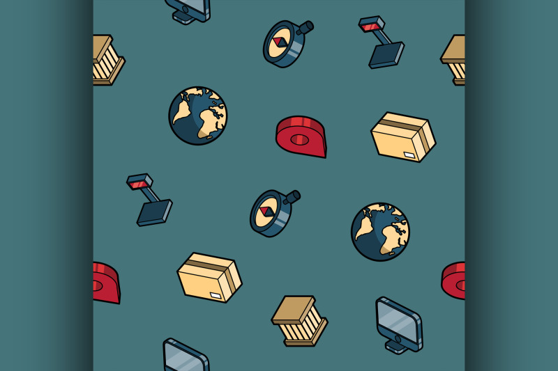 logistics-color-outline-isometric-pattern