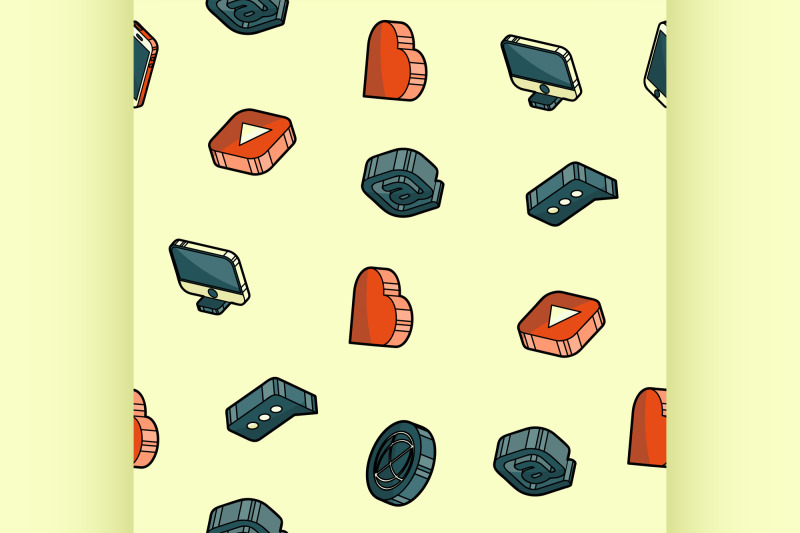 media-outline-isometric-icons-pattern