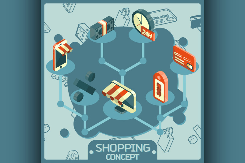 shopping-color-isometric-concept-icons