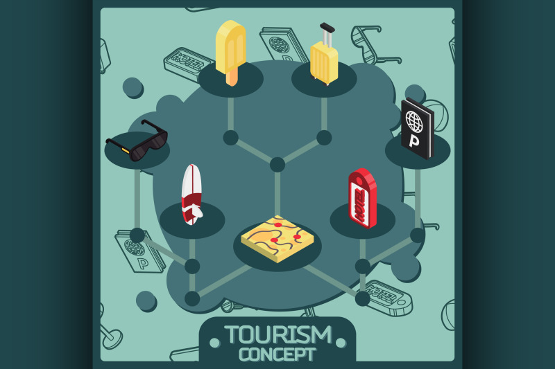 tourism-color-isometric-concept-icons