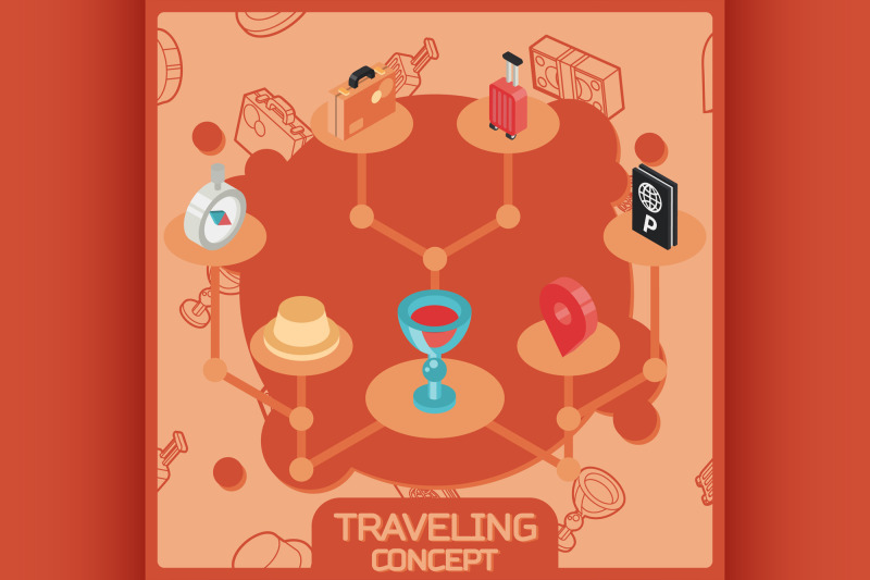 traveling-color-isometric-concept-icons