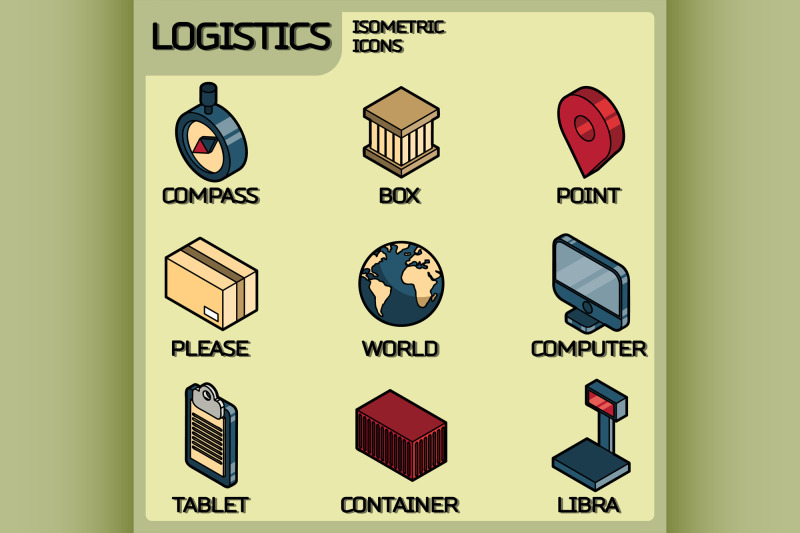 logistics-color-outline-isometric-icons