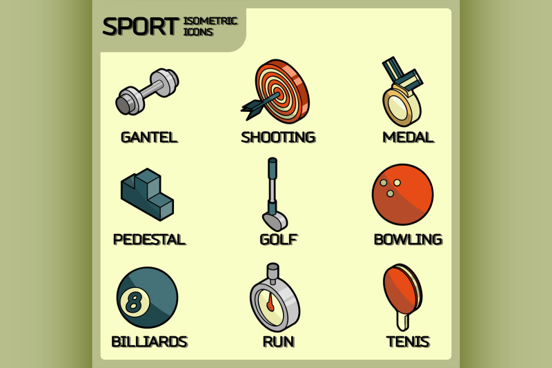sport-color-outline-isometric-icons