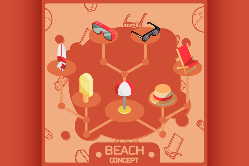 beach-color-outline-isometric-concept-icons