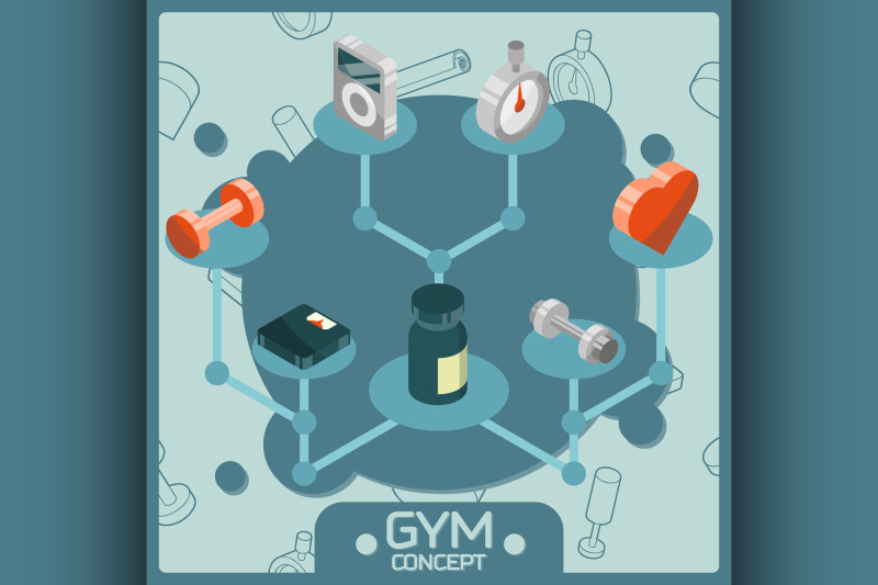gym-color-isometric-concept-icons
