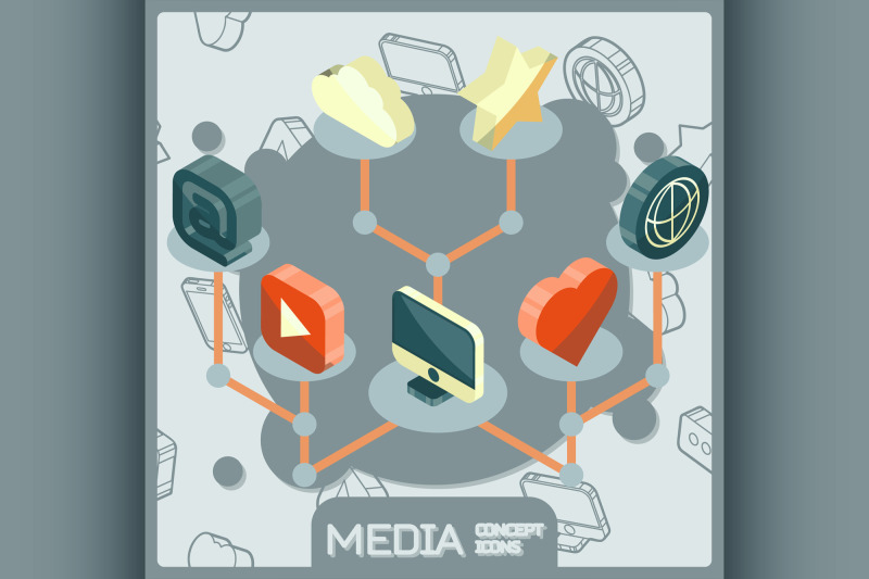 media-isometric-concept-icons