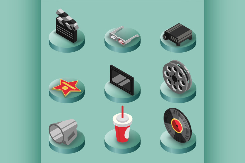 cinema-color-isometric-icons